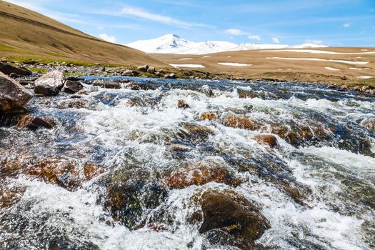 Stream flowing from melting snow on the Pontic Mountains in Northern Turkey