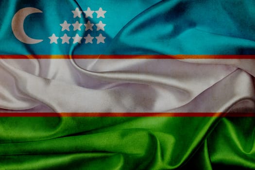 Uzbekistan grunge waving flag