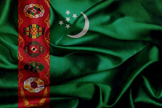 Turkmenistan grunge waving flag