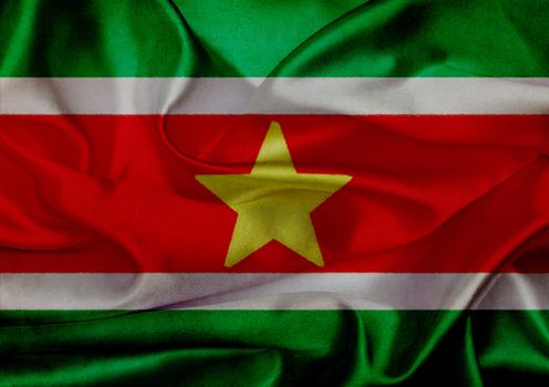 Suriname grunge waving flag