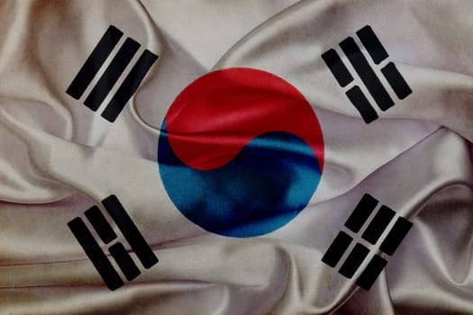 South Korea grunge waving flag