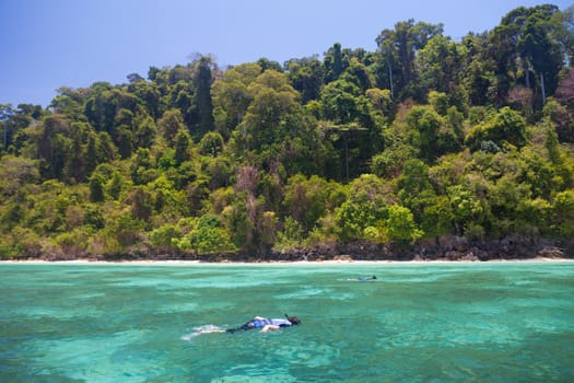 tourist diving in the sea south of Thailand