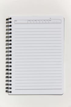 Blank white notebook paper isolate on white background texture