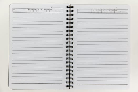 Blank white notebook paper isolate on white background texture
