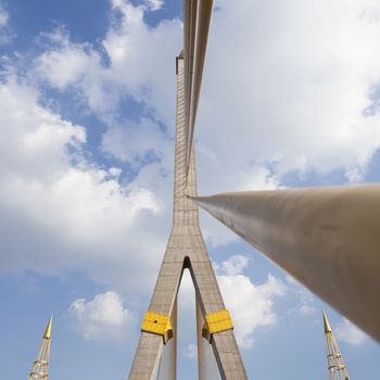 Rama VIII Bridge In daytime cloud covered sky.