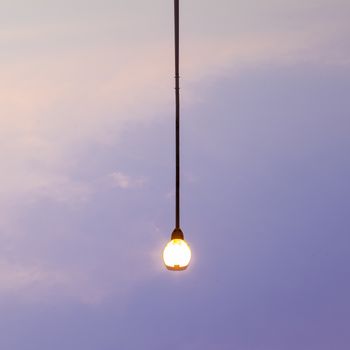 Public lighting in the evening the sky turned dark.