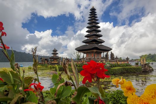 Ulun Danu temple at Beratan Lake in Bali Indonesia