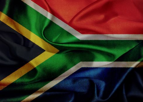 South Africa grunge waving flag