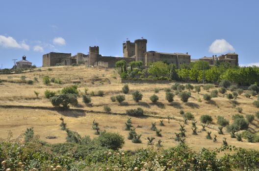 The castle in Oropesa, a Spanish town in the province of Toledo.
