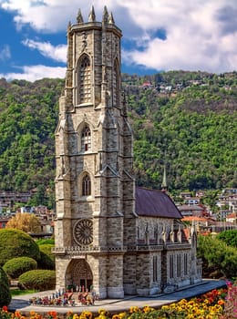The Cathedral of St. Nicholas in Fribourg. It is built on a rocky outcrop 50 metres above the river Sarine. Nr.78