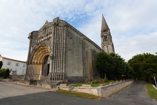 Full view  of Notre-Dame de l'Assomption de Fenioux
church in Charente Maritime region of France