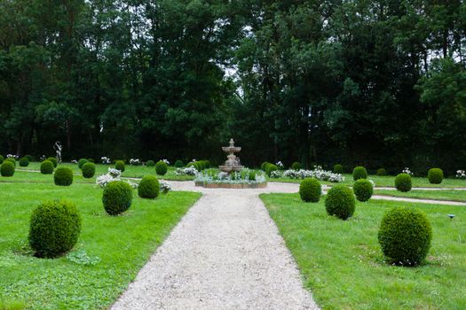 Garden of Dampierre-sur-Boutonne castle in charente maritime , France