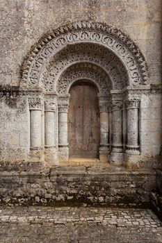 North door of Notre-Dame de l'Assomption de Fenioux
church in Charente Maritime region of France
