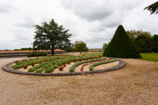 round shape flower bed in the town of Rochefort charente maritime region of France