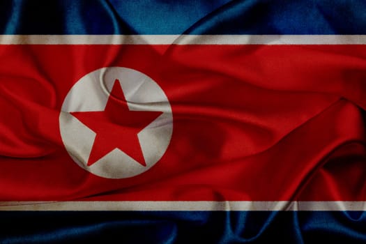 North Korea grunge waving flag
