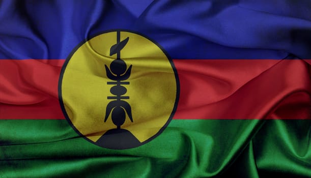 New Caledonia grunge waving flag