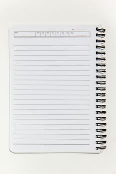 Blank white notebook paper isolate on white background texture