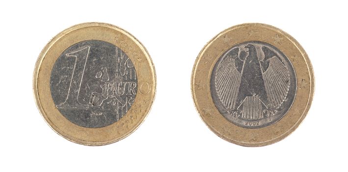 One euro coin, isolated on white background