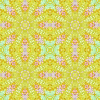 Artistic background, abstract seamless floral pattern with colorful leaves of plants