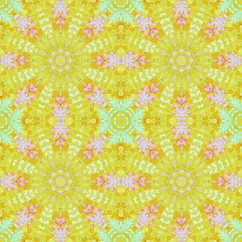 Artistic background, abstract seamless floral pattern with colorful leaves of plants