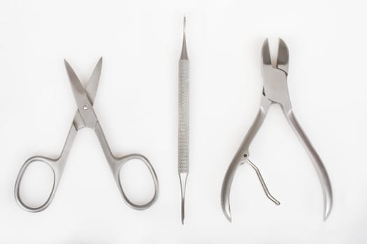 Manicure tools on a white background
