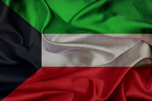 Kuwait grunge waving flag