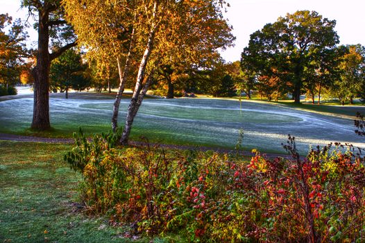 October's Fall Colors at the Golf Course in hdr.