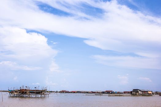 SIEM REAP, CAMBODIA - May 3: Cambodian people live beside Tonle Sap Lake in Siem Reap, Cambodia on May 3, 2014. Tonle Sap is the largest freshwater lake in SE Asia