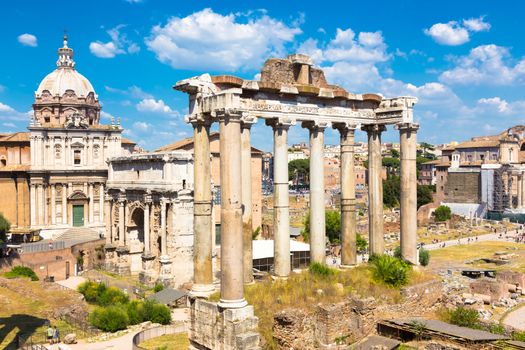 The Roman Forum also Foro Romano is a rectangular square surrounded by the ruins of several important ancient government buildings at the center of the city of Rome, Italy.