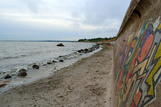 embankment on coastline at Baltic Sea, Estonia