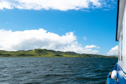 Trawler fishing boat working in open waters along the coast of Oban, Scotland