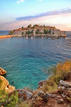 Old town of Sveti Stefan in Montenegro