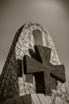 Christian cross on the top of a Greek Church.