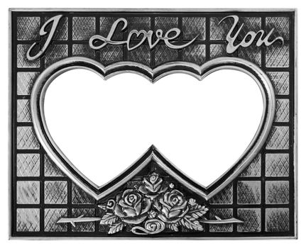 antique love gold frame isolated on white