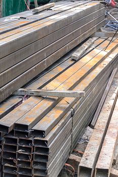 Rectangular metal pipe for construction on site 