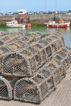 groups of traditional traps for capture fisheries and seafood on the ireland coast