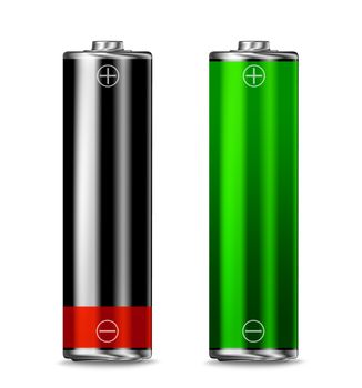 Low battery and full battery charge power level symbols