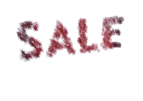Three-dimensional inscription sale made of red percent