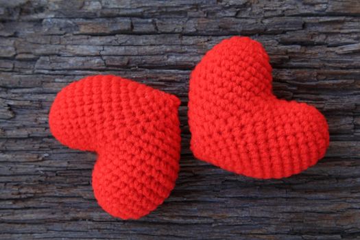 Love hearts on wooden  background