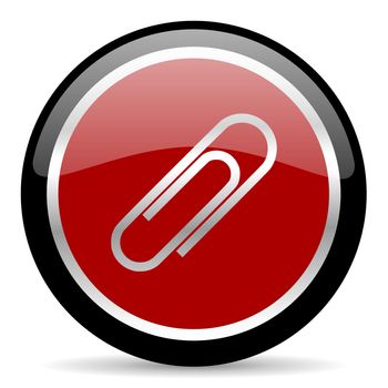 red glossy web button on white background