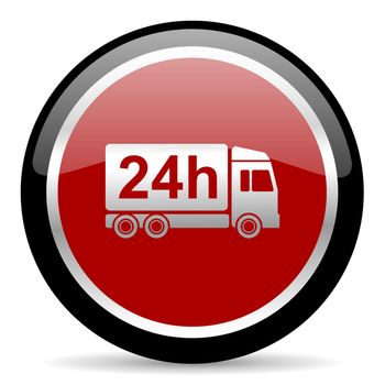 red glossy web button on white background