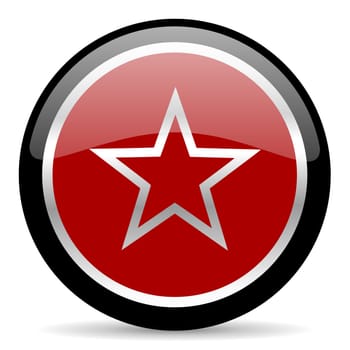 red glossy web button on white background