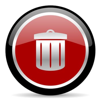 red glossy web button on white background