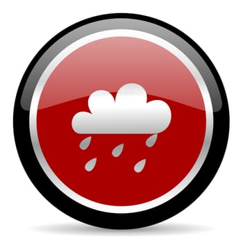 red glossy web button on white background