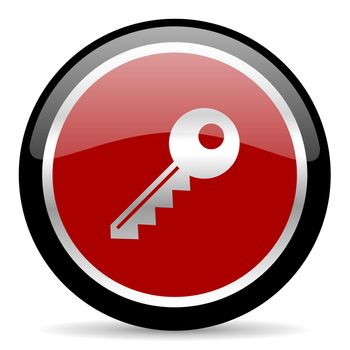 red glossy web button on white background