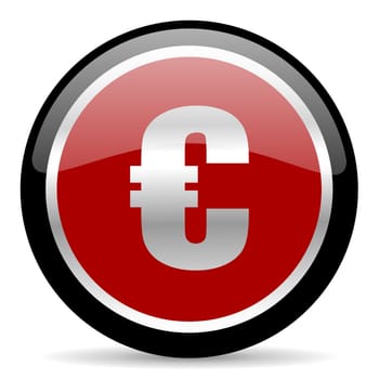 red glossy web button on white background