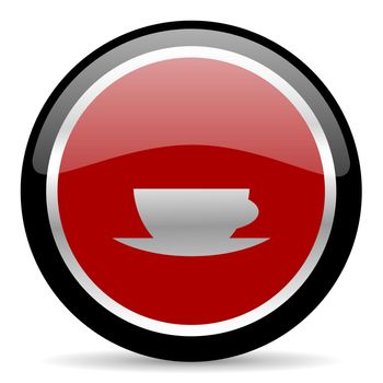 red glossy web button on white background