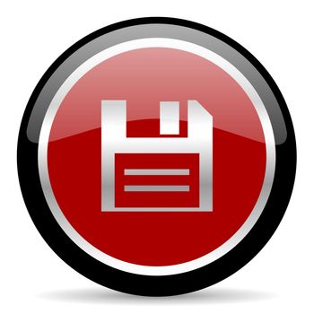red glossy web button on white background
