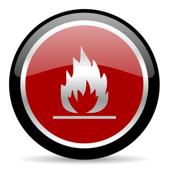red glossy web button on white background