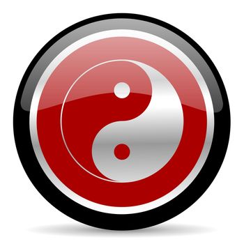 red glossy web button on white background